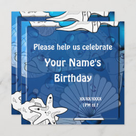 Ocean Beach Birthday Party Seashell Custom Invite Kaart