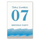 Ocean Beach Birthday Party Table No. Kaart (Achterkant)