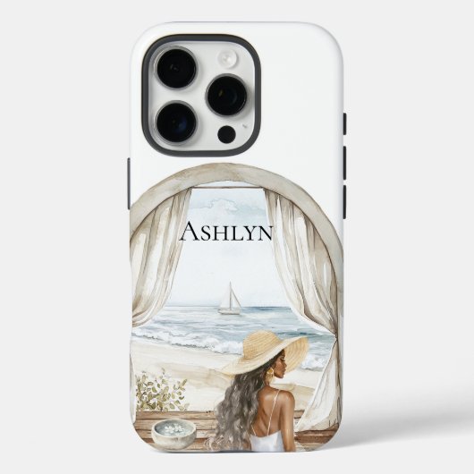 Ocean Beach Black Woman Case-Mate iPhone Case (Achterkant)