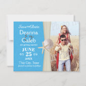 Ocean Beach Blau Foto Save the Date Magnetische Uitnodiging (Voorkant)