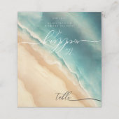 Ocean Beach Blauw Waterverf Elegante Tafel Plaatskaartje (Buitenkant ongevouwen)