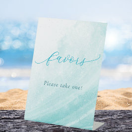 Ocean Beach Blauwgroen Blue Favors Neem er een Reclamebord Met Voetstuk