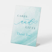 Ocean Beach Blauwgroen Vrijgezellenfeest Kaarten e Reclamebord Met Voetstuk (Voorkant)