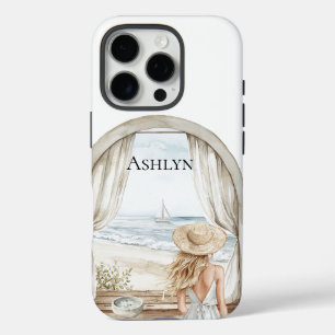 Ocean Beach Blond Woman iPhone 16 Pro Hoesje