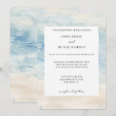 Ocean Beach Blue Cream Sand Wedding Kaart (Voorkant / Achterkant)