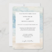 Ocean Beach Blue Cream Sand Wedding Kaart (Voorkant)