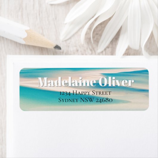 Ocean Beach Blue Modern Etiket (Insitu)