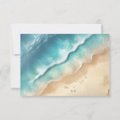 Ocean Beach Blue Waterverf Elegante kalligraaf RSVP Kaartje (Achterkant)