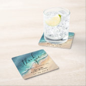 Ocean Beach Blue Waterverf Zomerfeest Kartonnen Onderzetters (Insitu)