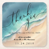 Ocean Beach Blue Waterverf Zomerfeest Kartonnen Onderzetters (Voorkant)