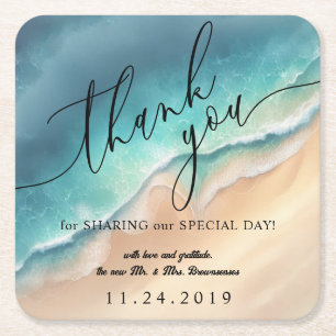 Ocean Beach Blue Waterverf Zomerfeest Kartonnen Onderzetters