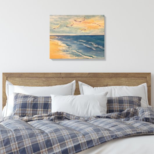 Ocean Beach Breeze Canvas afdrukken (Insitu (Slaapkamer))