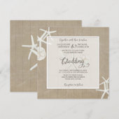 Ocean Beach Bruiloft Zeester Hout Houten Rustiek Kaart (Voorkant / Achterkant)