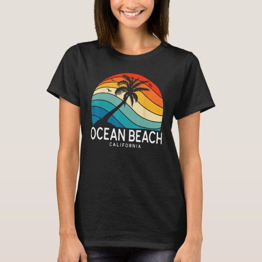 Ocean Beach California Tropical Beach Palm Tree So T-shirt (Voorkant)