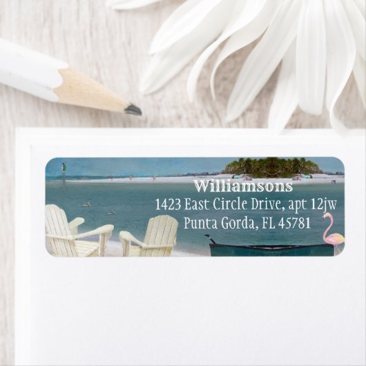 Ocean Beach Chairs Seascape Return Address Label (Insitu)