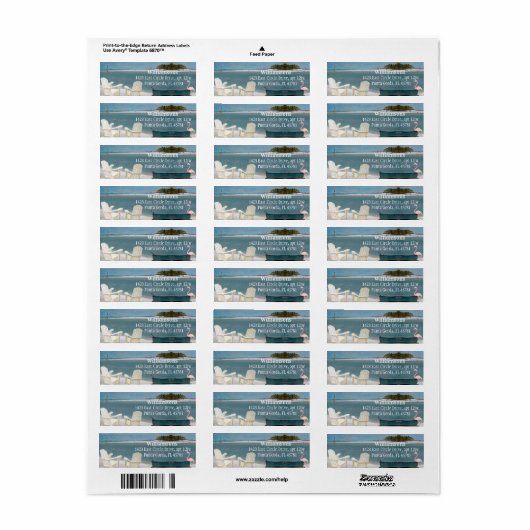 Ocean Beach Chairs Seascape Return Address Label (Full Sheet)