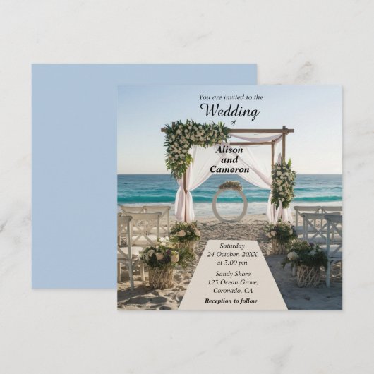 Ocean Beach Coast bruiloft Kaart (Voorkant / Achterkant)
