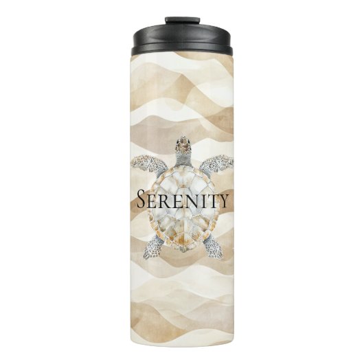 Ocean Beach Coast Sea Turtle Sand Thermosbeker (Voorkant)