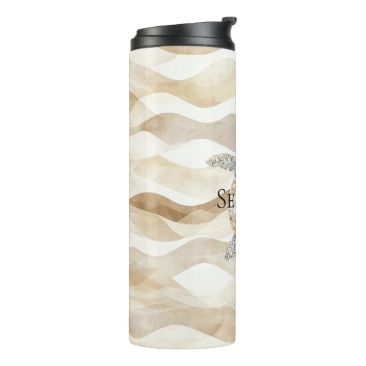 Ocean Beach Coast Sea Turtle Sand Thermosbeker (Gedraaid links)