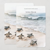 Ocean Beach Coast Sea Turtles Wedding Kaart (Voorkant / Achterkant)
