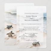 Ocean Beach Coast Zee Schildpadden bruiloft Kaart (Voorkant / Achterkant)