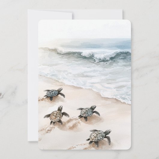 Ocean Beach Coast Zee Schildpadden bruiloft Kaart (Achterkant)