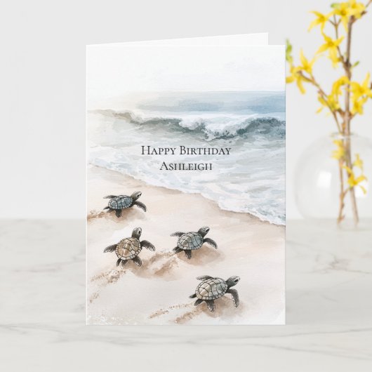 Ocean Beach Coast Zee Schildpadden Kaart (Gele Bloem)