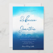 Ocean Beach Coastal Blue Waterverf Wedding Kaart (Voorkant)