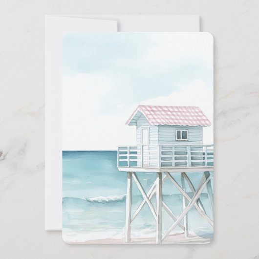 Ocean Beach Coastal Bridal Shower Kaart (Achterkant)