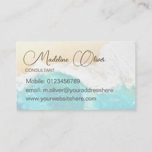 Ocean Beach Coastal Travel Professioneel Stijlvol Visitekaartje (Achterkant)