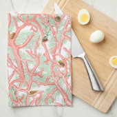 Ocean Beach Coral and Seashells Design Theedoek (Quarter Fold)