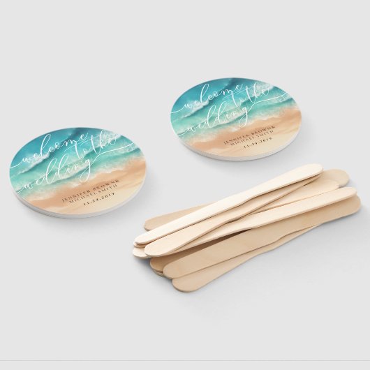 Ocean Beach Day Party Welkom bruiloft Handwaaier (Niet-gemonteerd)