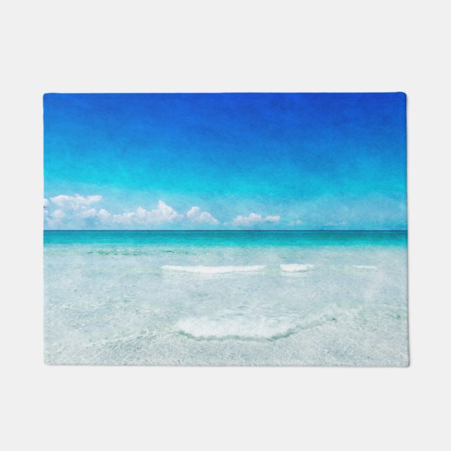 Ocean Beach decor in Blauwgroen Aqua Turquoise Blu Deurmat (Voorkant)