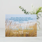 Ocean Beach Duinen Vrolijk kerstfeest Christelijke Kaart (Staand voorkant)