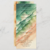 Ocean Beach Earthtone Waterverf Zon Trouwdag Menu (Voorkant / Achterkant)