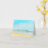 Ocean Beach en Vist Pier Waterverf Kaart (Gele Bloem)
