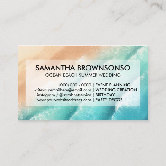 Ocean Beach Event Planning Party Visitekaartje (Achterkant)