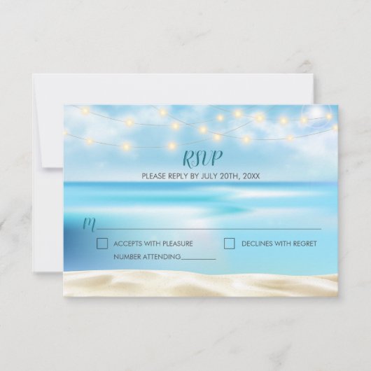 Ocean Beach Fairy Lights RSVP Antwoord (Voorkant)