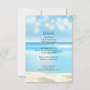 Ocean Beach Fairy Lights Wedding Insert Reception Kaart