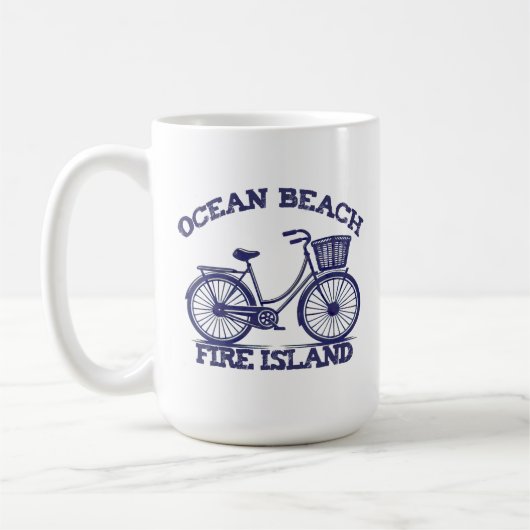 OCEAN BEACH Fire Island fiets zomer Long Island NY Koffiemok (Links)