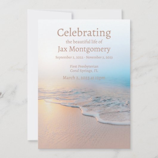 Ocean Beach Foto Begrafenis viering van het leven Kaart (Voorkant)