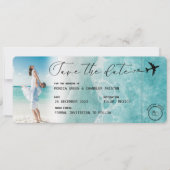 Ocean Beach Foto Boarding Pass Save The Date (Voorkant)