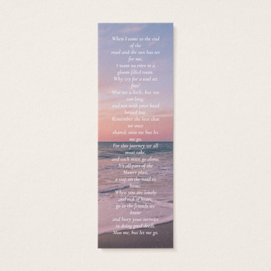 Ocean Beach Foto Memorial begrafenisgedicht Bladwi Mini Visitekaartjes (Achterkant)