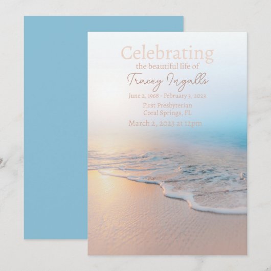 Ocean Beach Funeral Celebration of Life Kaart (Voorkant / Achterkant)
