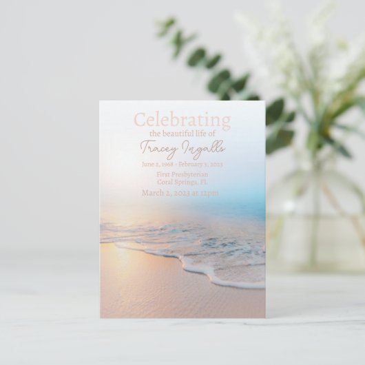 Ocean Beach Funeral Viering van het Leven  Briefkaart (Staand voorkant)