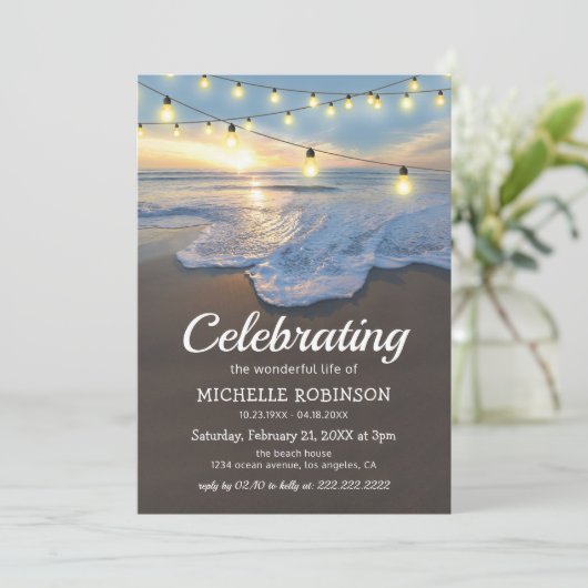 Ocean Beach Funeral | Viering van het leven Kaart (Staand voorkant)