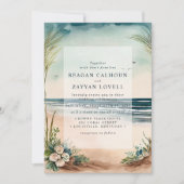 Ocean Beach grass en Rozen Weddenschap Kaart (Voorkant)