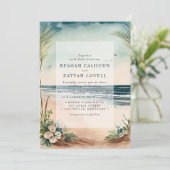 Ocean Beach grass en Rozen Weddenschap Kaart (Staand voorkant)