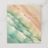 Ocean Beach Groene Bruiloft Waterverf Tafel Plaatskaartje (Buitenkant ongevouwen)