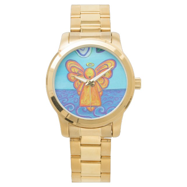 Ocean Beach Guardian Angel Custom Art Watch Design Horloge (Voorkant)